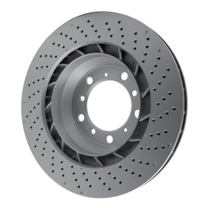Porsche 718 Cayman Brake Rotor (1) - Left Rear - R1 Concepts - Drilled GeoSPEC Coated - `16-`23